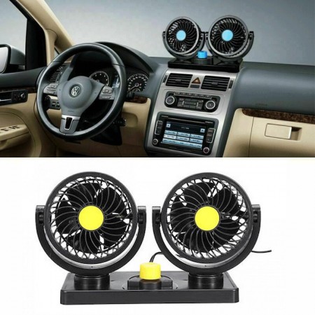 DOPPIO VENTILATORE PER AUTO CAMION CAMPER FURGONE 12V REGOLABILE ARIA FRESCA