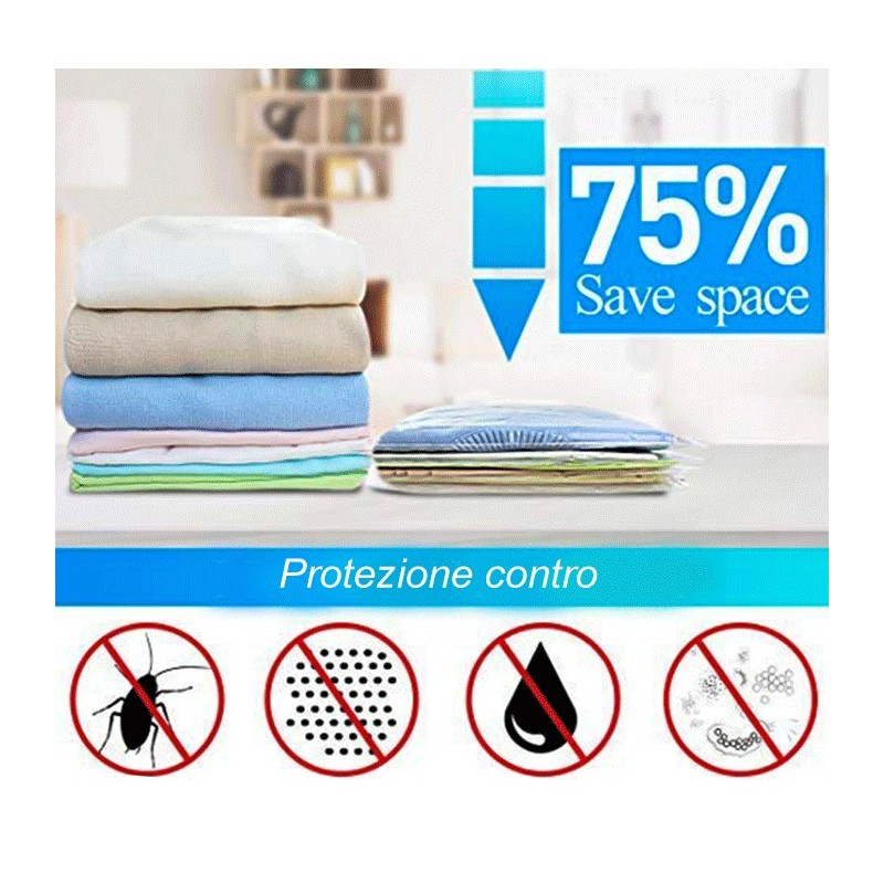 WeHome 6 sacchi sacchetti salvaspazio armadio sottovuoto 80x110cm c...