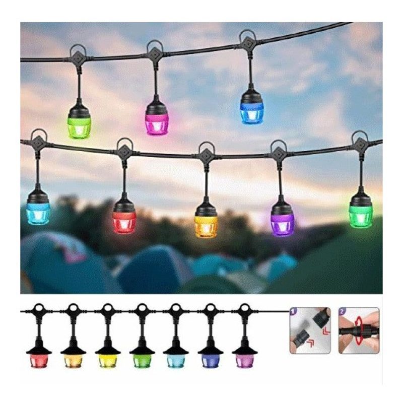 DRIWEI Catena luminosa luci esterni a LED RGB 14 lampadine impermea...