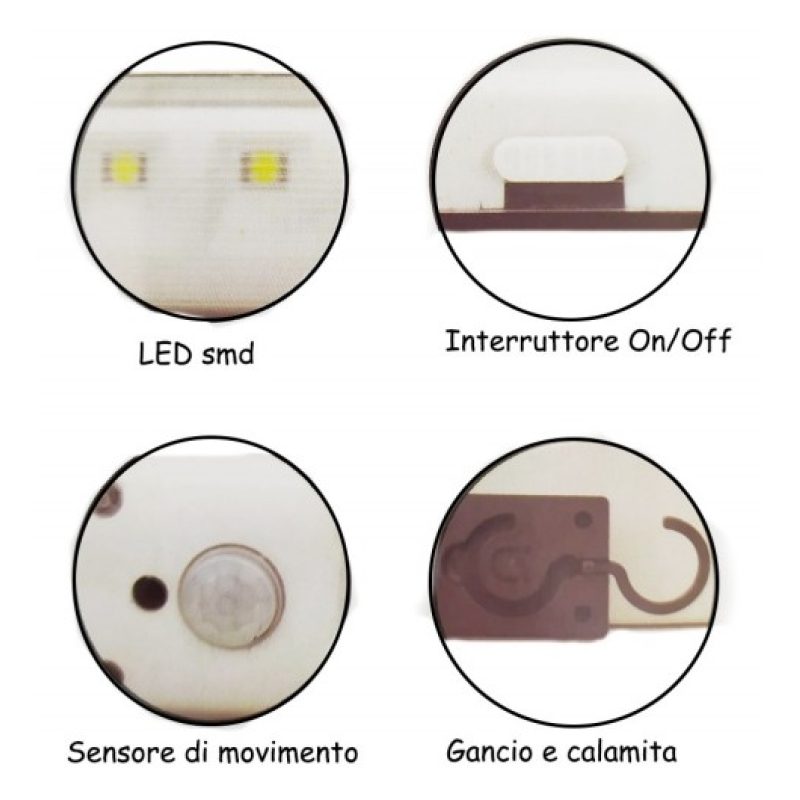 DRIWEI Lampada LED sospensione sensore calamita gancio sotto pensil...
