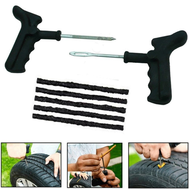 KIT RIPARAZIONE FORATURA RIPARA GOMME PNEUMATICI STRISCE AUTO MOTO CAMPER RUOTA