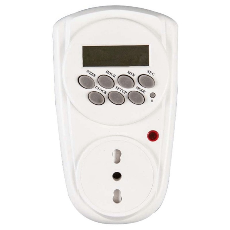 Presa Programmatore Timer Digitale Programmi Settimanali Giornalieri bianco LCD