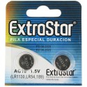 40 PILE BATTERIE  AG10 A BOTTONE PILA  ALCALINE X OROLOGI EXTRASTAR 1,5V PIATTA