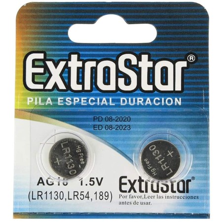 40 PILE BATTERIE  AG10 A BOTTONE PILA  ALCALINE X OROLOGI EXTRASTAR 1,5V PIATTA