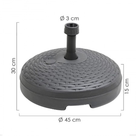 BASE PER OMBRELLONE POLIPROPILENE 20 LT ANTRACITE RATTAN MARE PISCINA GIARDINO