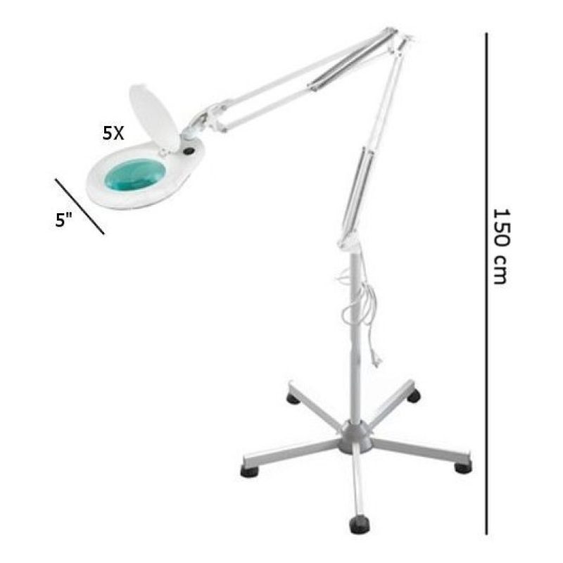 Lampada lente d'ingrandimento LED 5x da pavimento orientabile piedistallo 150cm