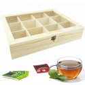 SCATOLE PORTA BUSTINE THE INFUSI IN LEGNO 12 POSTI CAMOMILLA FILTRI TISANE CASA