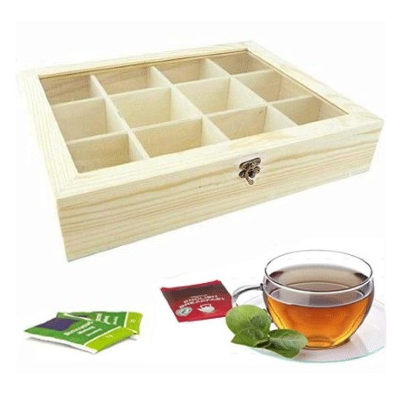 Hongu SCATOLE PORTA BUSTINE THE INFUSI IN LEGNO 12 POSTI CAMOMILLA ...