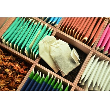 SCATOLE PORTA BUSTINE THE INFUSI IN LEGNO 12 POSTI CAMOMILLA FILTRI TISANE CASA