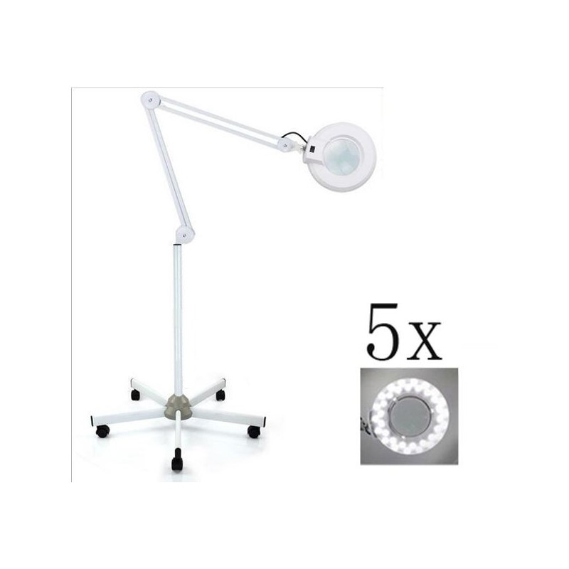Lampada lente d'ingrandimento LED 5x da pavimento orientabile piedistallo 150cm