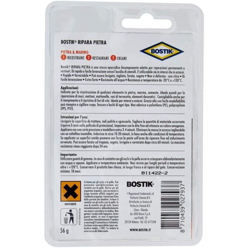 Bostik Bostik Ripara Pietra blister 56g - Stucco Epossidico marmo c...