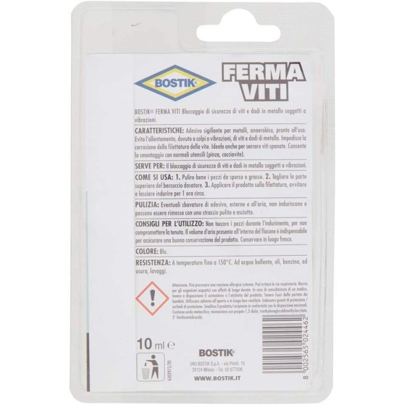 Bostik Bostik Colla Ferma Viti 10 Ml adesivo fissaggio viti e dadi ...