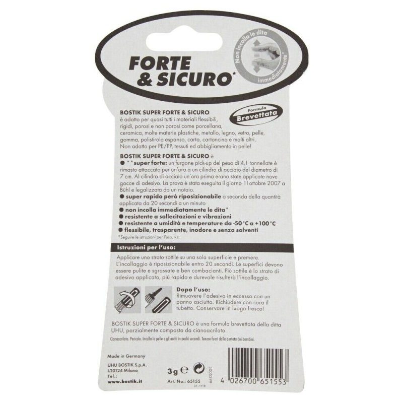 Bostik 2x COLLA ADESIVO UNIVERSALE ISTANTANEO MODELLABILE SUPER FOR...