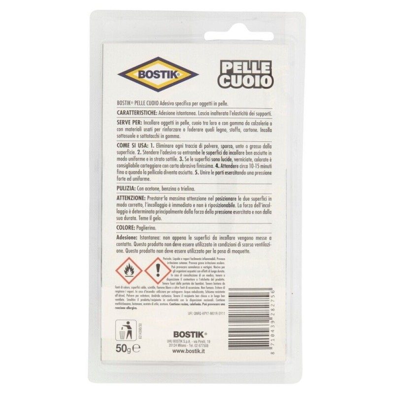 Bostik BOSTIK COLLA ADESIVO PER PELLE CUOIO SIGILLANTE 50 g SCARPE ...