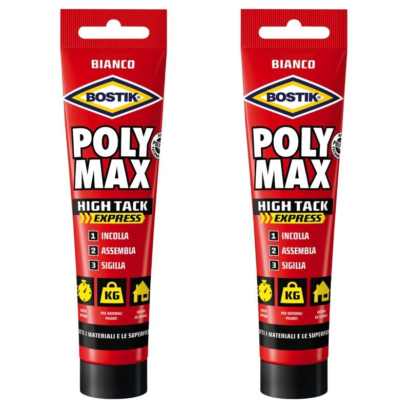 BOSTIK 2x Poly Max High Tack Express bianco tubo 165g Adesivi profe...