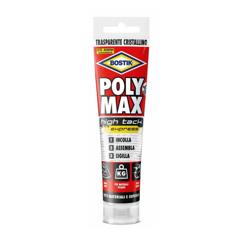 BOSTIK CRSTAL TUBO 115g - POLY MAX HIGH TACK EXPRESS colla adesivo trasparente