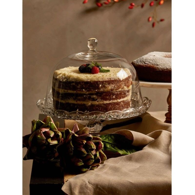 ALZATA IN VETRO CAMPANA 20 CM. PATISSERIE TORTIERA BUFFET PER DOLCI...