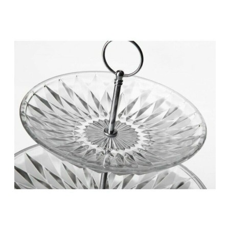 ALZATA  CON 2 PIANI PORTA DOLCI FRUTTA ALZATINA VETRO DA 20/25 cm CENTROTAVOLA 