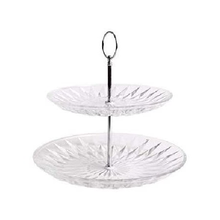 ALZATA  CON 2 PIANI PORTA DOLCI FRUTTA ALZATINA VETRO DA 20/25 cm CENTROTAVOLA 