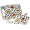 SET 2 TAGLIERI TAGLIERE 37*23 & 30*19 CM + COLTELLO CUCINA DECORATI TERRA E SOLE