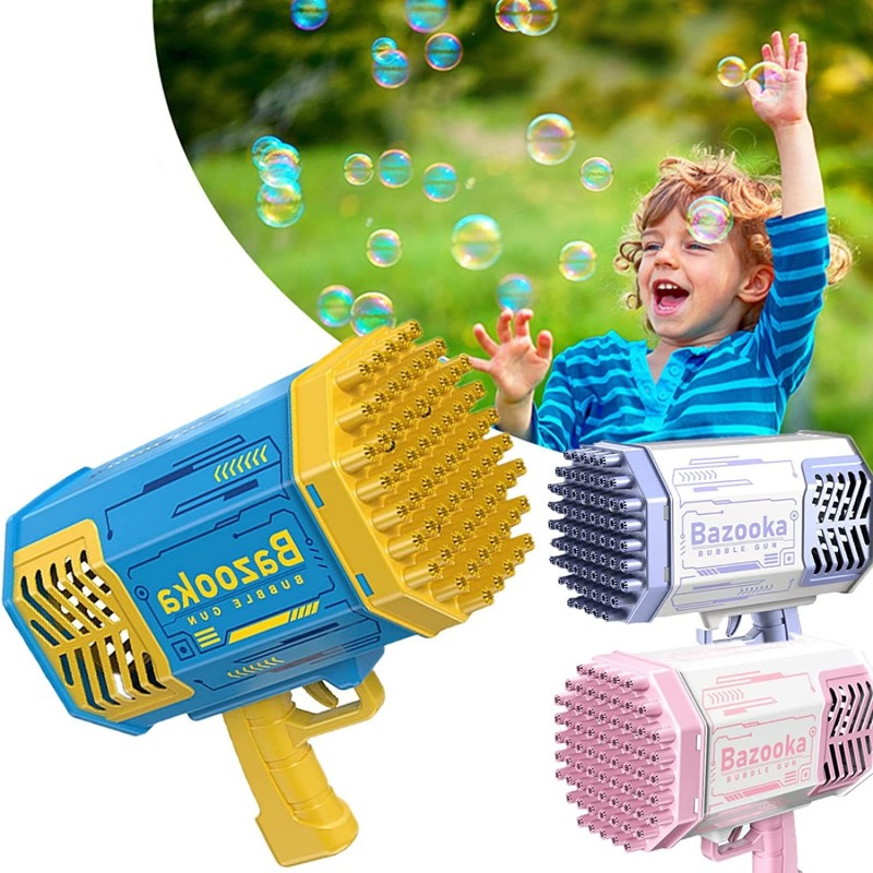 Pistola per Bolle di sapone 69 fori giocattolo con led bambini e adulti giardino
