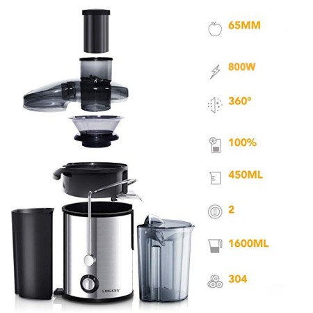 CENTRIFUGA ESTRATTORE DI SUCCO PER FRUTTA E VERDURA 500w POLPA LAME ACCIAIO
