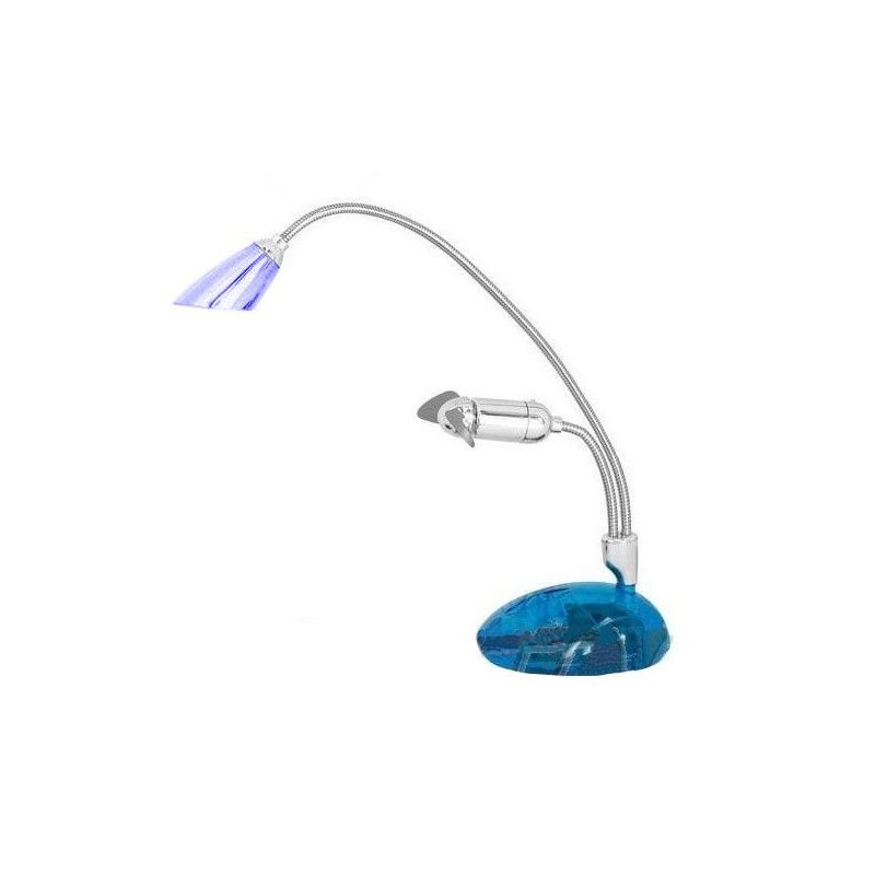 Lampada per pc con presa USB e mini ventilatore lampada ufficio da tavolo blu