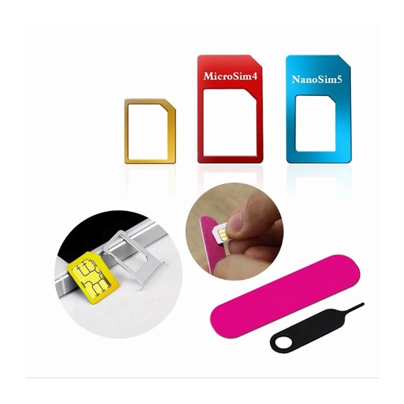 2x Kit Adattatore 5in1 Nano Micro Estrattore Sim Card Convertitore scheda pin