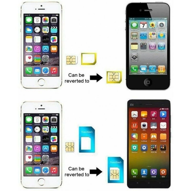DRIWEI 2x Kit Adattatore 5in1 Nano Micro Estrattore Sim Card Conver...