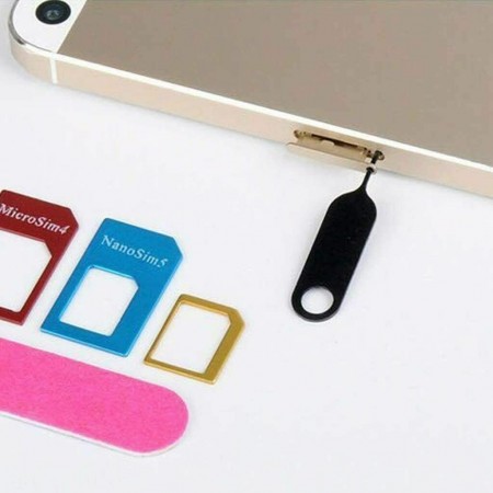 2x Kit Adattatore 5in1 Nano Micro Estrattore Sim Card Convertitore scheda pin