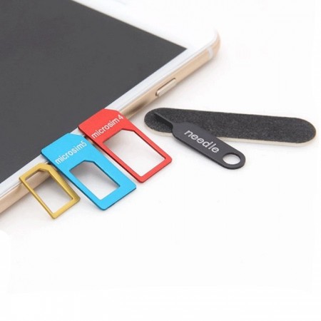 2x Kit Adattatore 5in1 Nano Micro Estrattore Sim Card Convertitore scheda pin