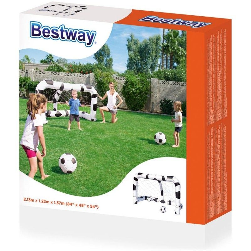 Bestway Porta da calcio Bestway gonfiabile 2 palloni gioco giardino...
