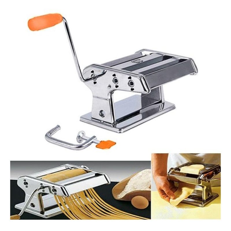 Macchina manuale per pasta in acciaio con 6 spessori di sfoglia e morsetto