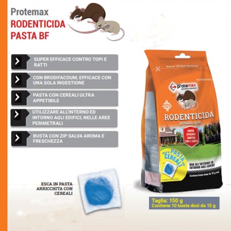 3X PROTEMAX ESCA TOPICIDA PASTA VELENO TOPI RATTI DA 150GR RODENTICIDA EFFICACE