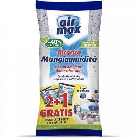 2x Air Max Mangia umidità Sali in granuli 2 ricariche neutra + 1 gratis da1350 g