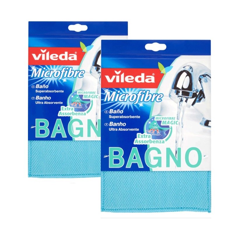 2x Vileda Panno Microfibra Bagno lava superfici 23x17cm pulizia extra assorbente