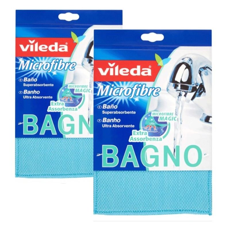 Vileda 2x Vileda Panno Microfibra Bagno lava superfici 23x17cm puli...