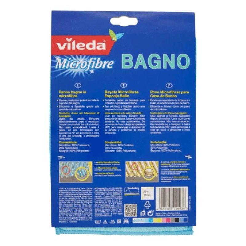 Vileda 2x Vileda Panno Microfibra Bagno lava superfici 23x17cm puli...