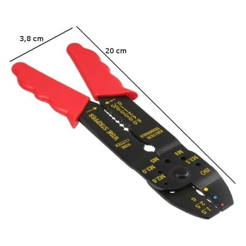 Pinza crimpatrice spellafili cavi elettricista a 4 vie con 60 terminali faston