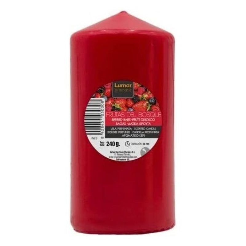 Lumar SET 12 CANDELE CANDELA LUMINI VERA CERA Frutti di Bosco ROSSO...