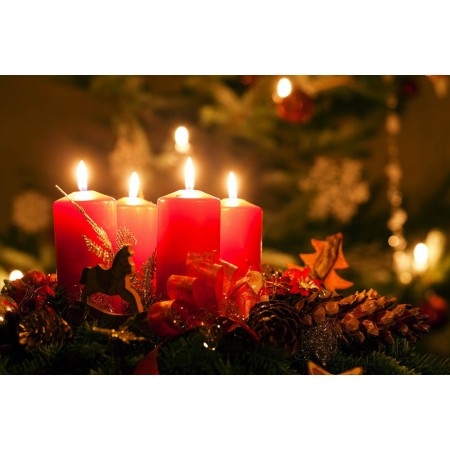 SET 12 CANDELE CANDELA LUMINI VERA CERA Frutti di Bosco ROSSO DECORAZIONE 12X6cm