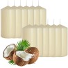 SET 12 CANDELE CANDELA LUMINI IN VERA CERA BIANCHE AL COCCO DECORAZ...