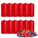 SET 12 CANDELE CANDELA LUMINI VERA CERA Frutti di Bosco ROSSO DECORAZIONE 12X6cm