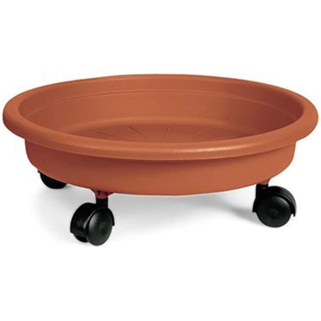 SOTTOVASO con RUOTE PLASTICA colore TERRACOTTA FIORIERA PLASTICA vari diametri