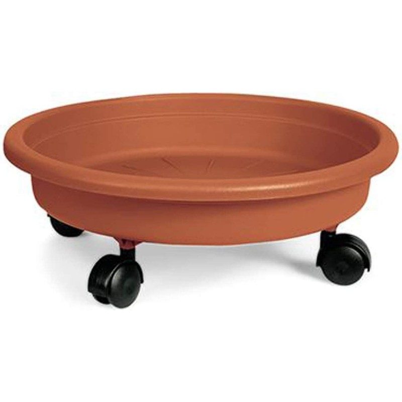 Bama SOTTOVASO con RUOTE PLASTICA colore TERRACOTTA FIORIERA PLASTI...