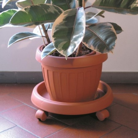 SOTTOVASO con RUOTE PLASTICA colore TERRACOTTA FIORIERA PLASTICA vari diametri