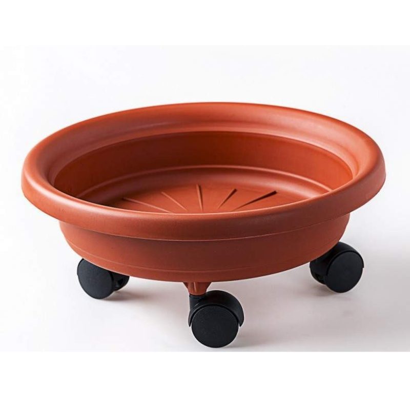 Bama SOTTOVASO con RUOTE PLASTICA colore TERRACOTTA FIORIERA PLASTI...