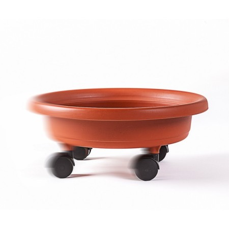 SOTTOVASO con RUOTE PLASTICA colore TERRACOTTA FIORIERA PLASTICA vari diametri