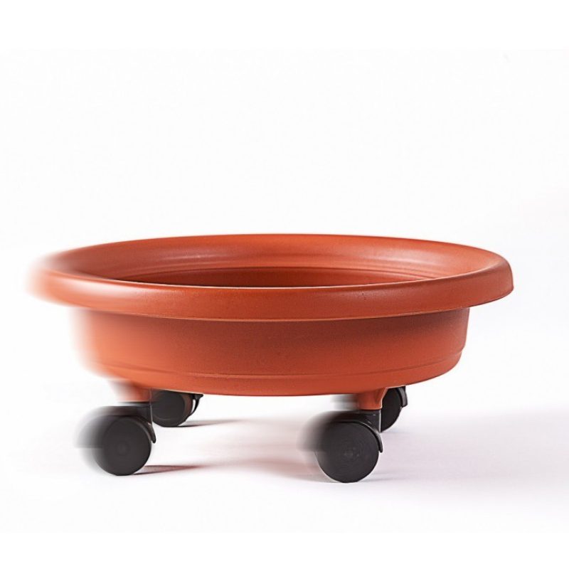 Bama SOTTOVASO con RUOTE PLASTICA colore TERRACOTTA FIORIERA PLASTI...