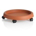 BAMA SOTTOVASO Tondo con RUOTE in PLASTICA TERRACOTTA Fioriera Giardino esterno